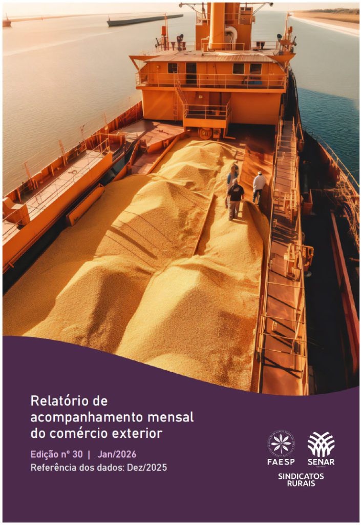 Capa do relatório de acompanhamento mensal do comércio exterior edição janeiro de 2026