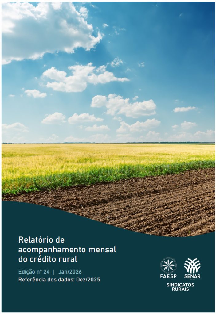 Capa do relatório de acompanhamento mensal de crédito rural - Edição n 24 com acesso ao relatório.