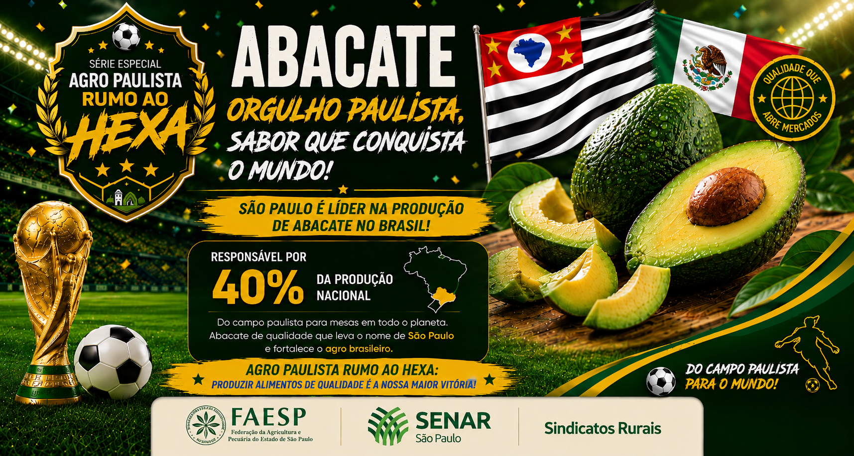 Fruta ganha espaço no mercado internacional e mostra a força do agro paulista na série especial que acompanha a Seleção Brasileira rumo ao hexa