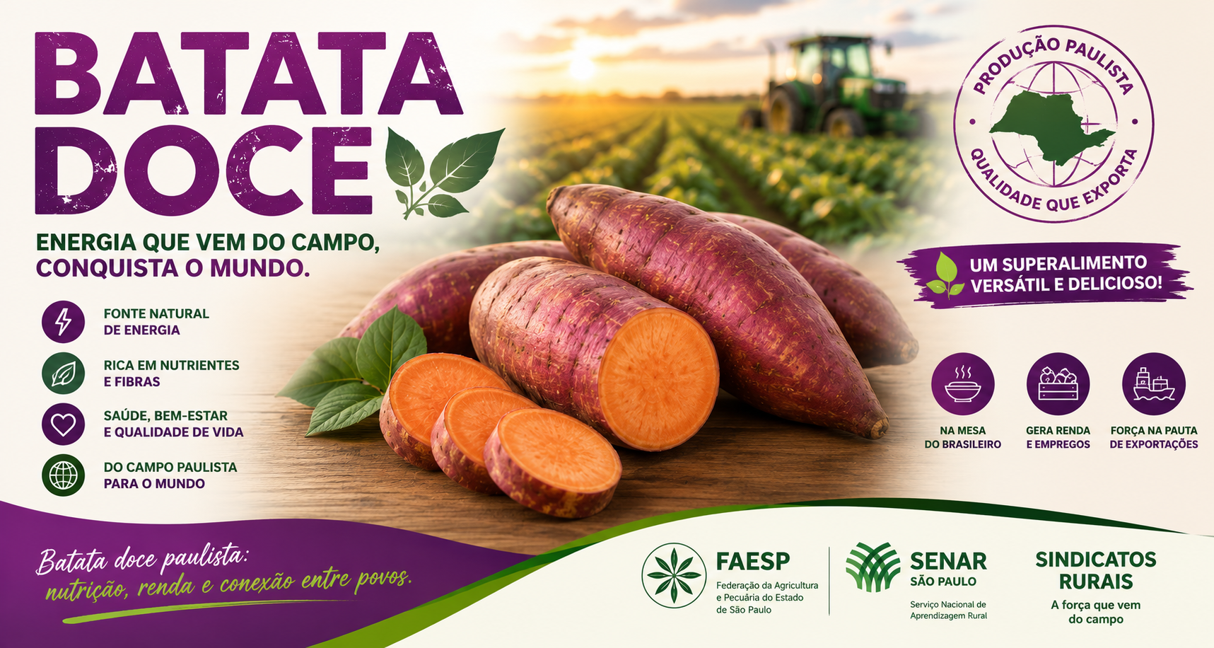 Líder nacional na produção, São Paulo transforma uma das raízes mais nutritivas da alimentação em fonte de emprego, exportações e desenvolvimento 