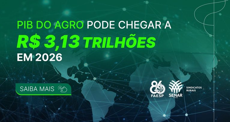 PIB do agronegócio é estimado em R$ 3,13 trilhões para 2026